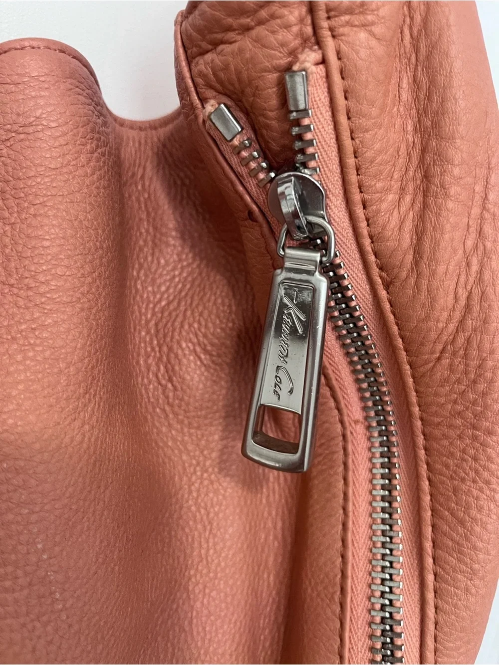 Kenneth Cole Leather Salmon Hobo Bag w/ Hidden Zip Pockets